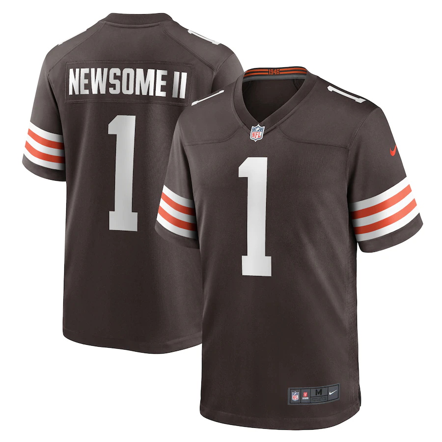 Mens Cleveland Browns #1 Gregory Newsome II Nike Brown 2021 NFL Draft First Round Pick Game Jersey